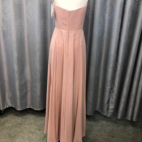 Toasted Sugar,  Dusty Rose Gold Blush Dress, Leg Slit Bridesmaid Formal Dessy - Picture 12 of 14